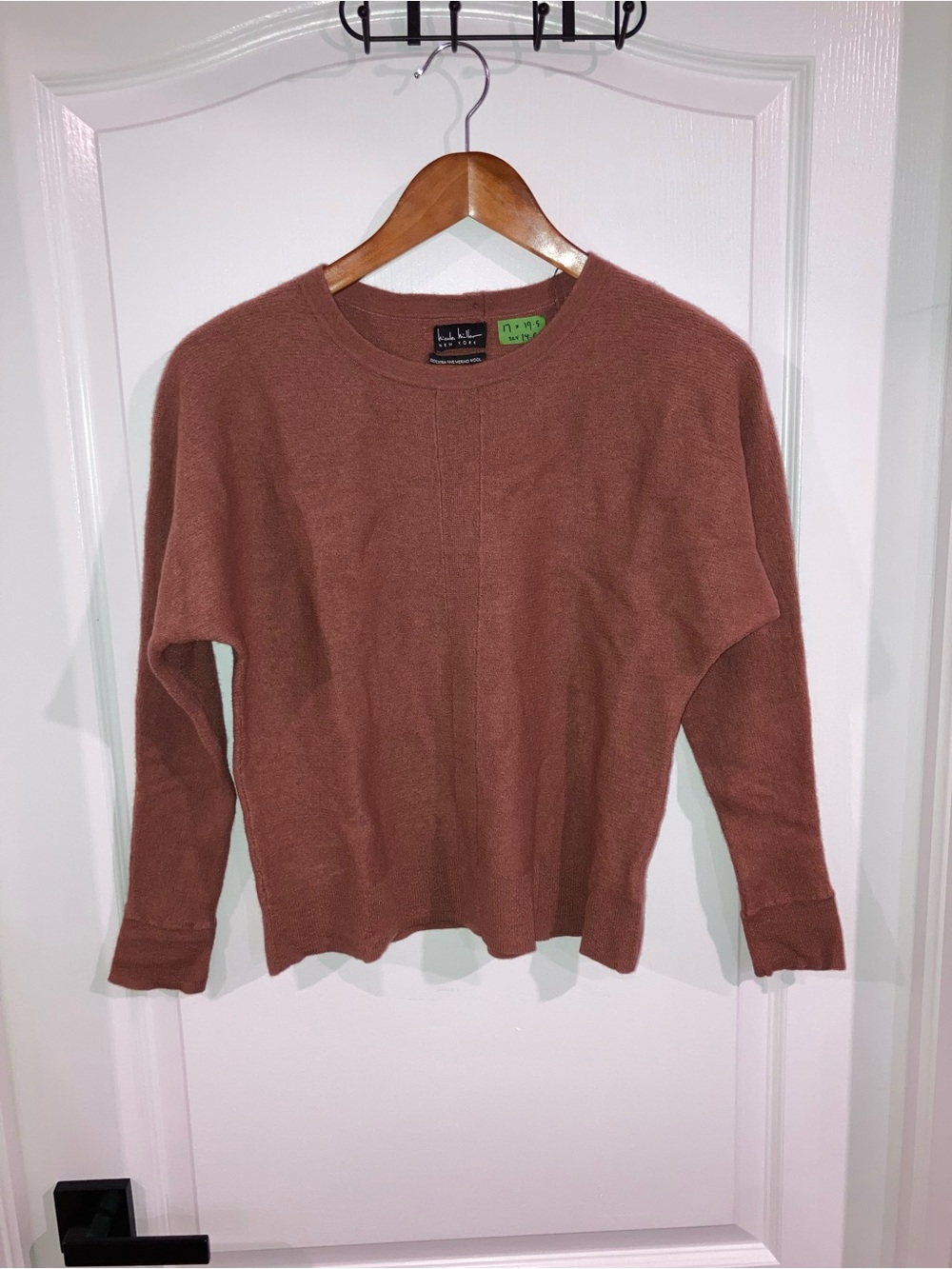 Nicole Miller Rust Brown Merino Wool Sweater - size S